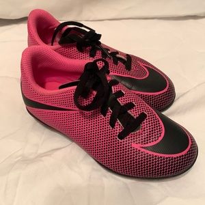 Nike Kids Black and Pink Soccer Cleats